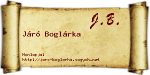 Járó Boglárka névjegykártya